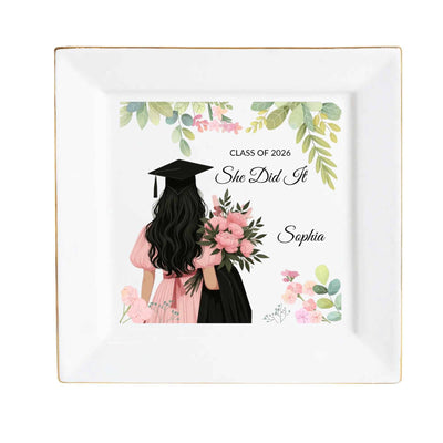 Elegant Custom Graduation White Square Plates - Microwave & Dishwasher Safe for Family & Events Main Perspective | Our Phoenix Rise