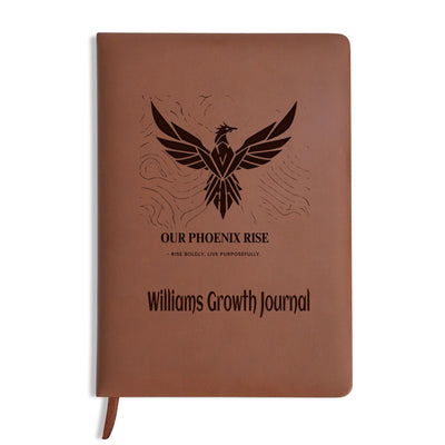 Personalized Leather Growth Journal - Phoenix design front cover | Our Phoenix Rise