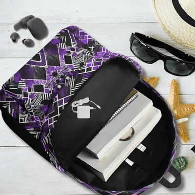 Purple Geometric Abstract Backpack - Front View | Our Phoenix Rise