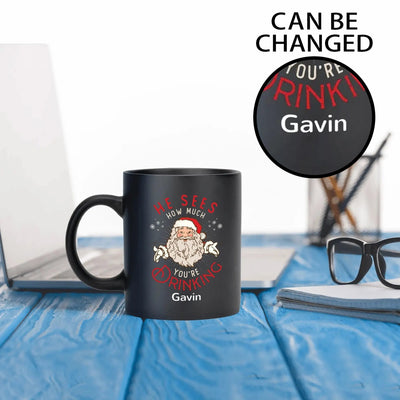 Personalized Funny Christmas Mug - Santa design desktop shot | Our Phoenix Rise