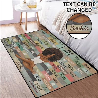Personalized African American Inspiration Area Rug - Woman Meditating | Our Phoenix Rise