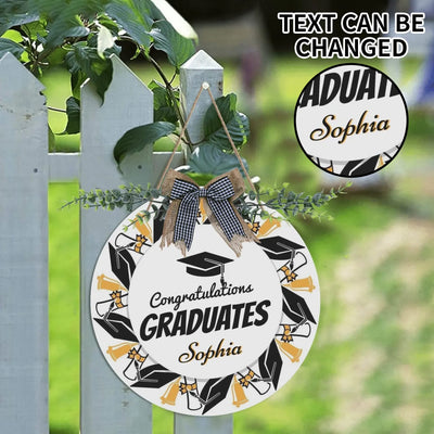 Personalized Graduation Welcome Door Sign - Sophia example on fence | Our Phoenix Rise