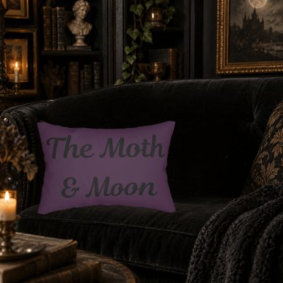 The Moth & Moon Lumbar Pillow — Purple Decorative Accent Pillow