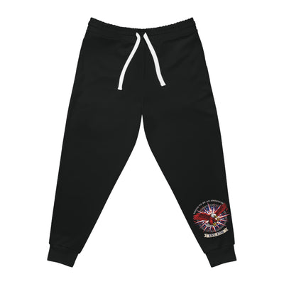 Men's Patriotic American Eagle Joggers - front view black with graphic | Our Phoenix Rise