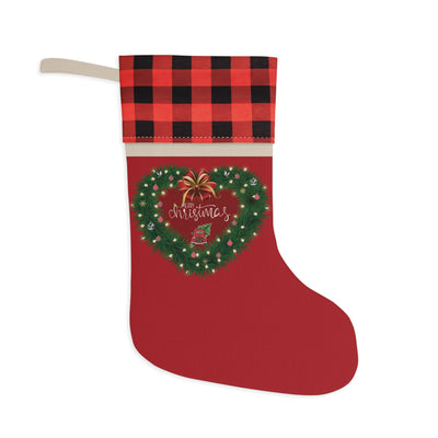 Plaid Christmas Stocking - Red Buffalo Plaid Wreath Design | Our Phoenix Rise