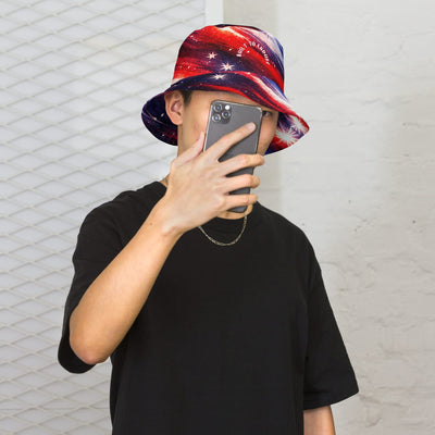 Patriotic Reversible Bucket Hat - Man taking photo, front view | Our Phoenix Rise