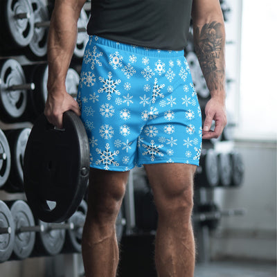 Winter Snowflake Unisex Athletic Shorts - Man in gym, front view | Our Phoenix Rise