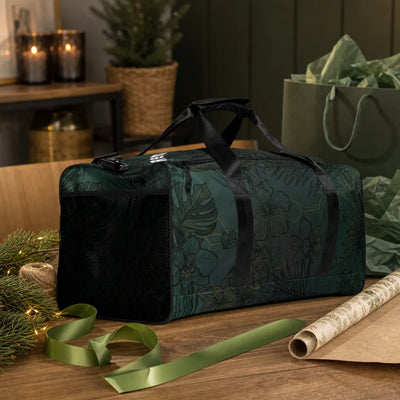 Dark Tropical Floral Duffle Bag - Lifestyle view carried by hand | Our Phoenix Rise