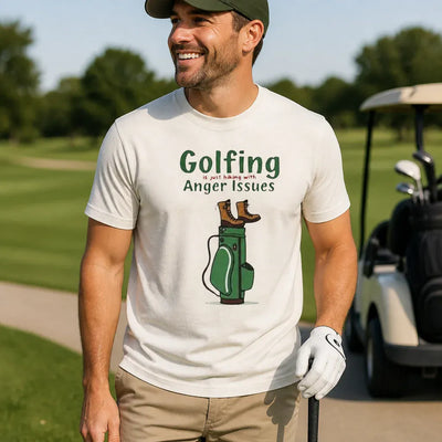 Golfing Is Just Hiking With Anger Issues Shirt - Natural Lifestyle View | Our Phoenix Rise