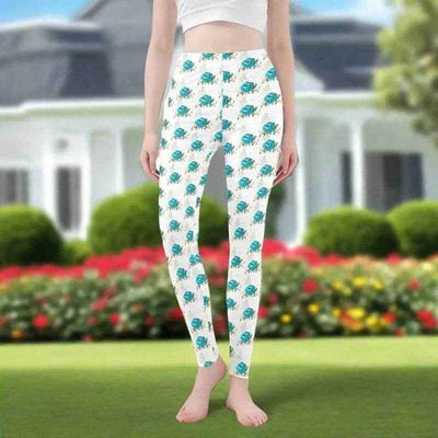 Teal Rose Print Leggings - Model wearing full length | Our Phoenix Rise