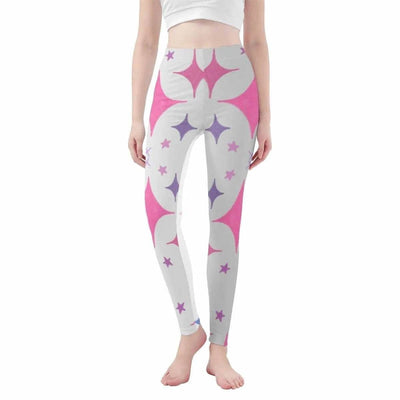 Pink Starburst Print Leggings Cute Jester Yoga Game Tights Main Perspective | Our Phoenix Rise