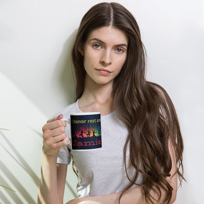 Personalized Yoga Affirmation Mug - 11oz White Ceramic with Custom Name Jamie | Our Phoenix Rise