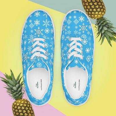 Blue Snowflake Canvas Sneakers - white laces overhead | Our Phoenix Rise