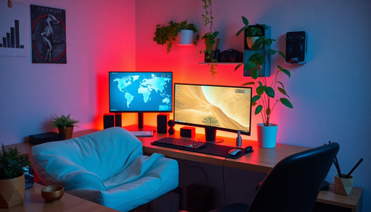 computer set up with chair