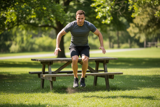  jump off a standard picnic table without assistance, your legs are strong enough for a tandem landing.