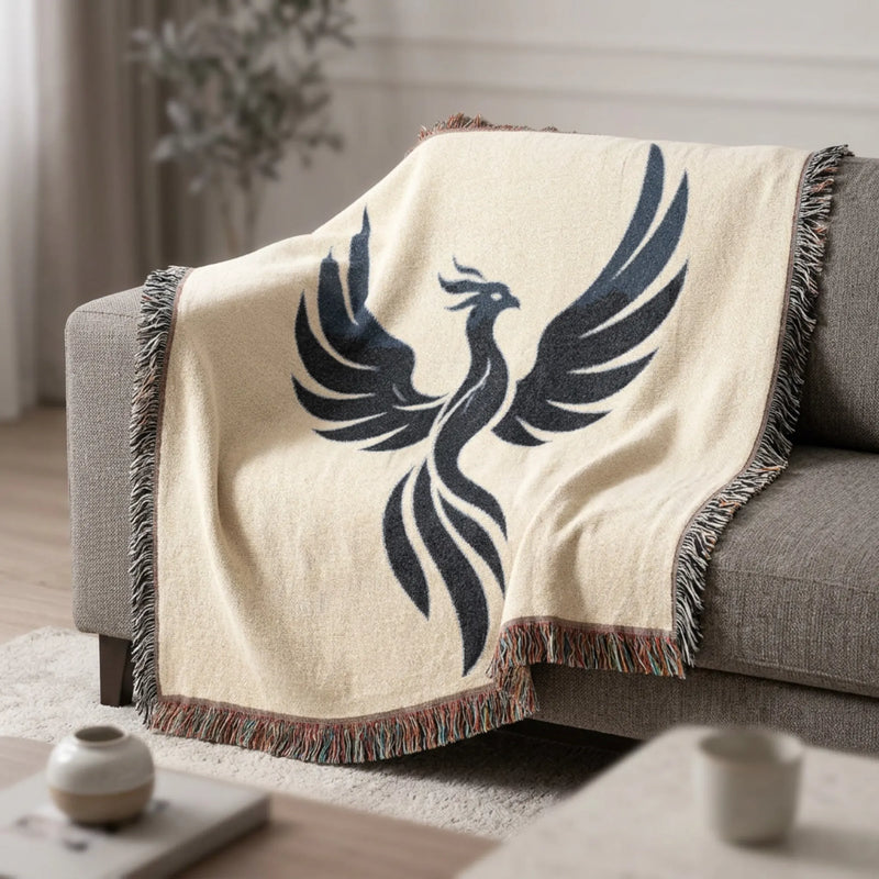 Phoenix silhouette woven blanket