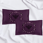 Moon Phase Moth Pillow Sham — Gothic Celestial Microfiber Pillowcase