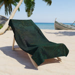 dark green hibiscus tropical beach towel - in a basket | Our Phoenix Rise