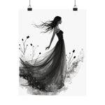 "Whispers of the Wind" - Elegant Black & White Satin Art Print - Wall Art - Iron Phoenix GHG
