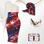 Patriotic One Shoulder Formal Dress - American Flag Galaxy Print