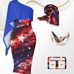 Patriotic One Shoulder Galaxy Flag Dress - American Pride | USA
