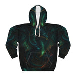 Dark Green Dragon Print Pullover Hoodie - Front View | Our Phoenix Rise