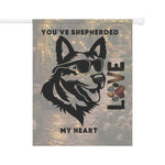 German Shepherd Garden Flag - Front view on pole | Our Phoenix Rise
