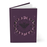 Moon Phase Hardcover Journal — Mystical Moth Notebook for Moon Magic & Wiccan Planning
