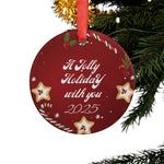 Jolly Holiday Christmas Ornament 2025 - close-up design with candy canes and holly | Our Phoenix Rise
