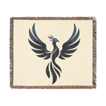 Phoenix Silhouette Woven Blanket - full view hanging on wall, clean background | Our Phoenix Rise
