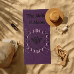 Moth with Lunar Phases Beach Towel | Moon Phase Moth Design