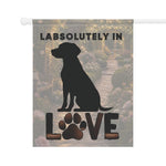 Labrador silhouette with paw LOVE Garden Flag | House Banner