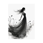 "Whispers of the Wind" - Elegant Black & White Satin Art Print - Wall Art - Iron Phoenix GHG