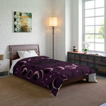 Purple Moon Phase Comforter - Full Bed Spread View | Our Phoenix Rise