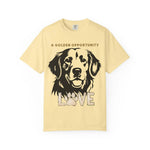 Golden Retriever Shirt for Dog Lovers - Bay blue tee flat lay front | Our Phoenix Rise