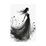 "Whispers of the Wind" - Elegant Black & White Satin Art Print - Wall Art - Iron Phoenix GHG