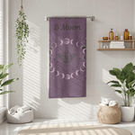 Moth with Lunar Phases Beach Towel | Moon Phase Moth Design