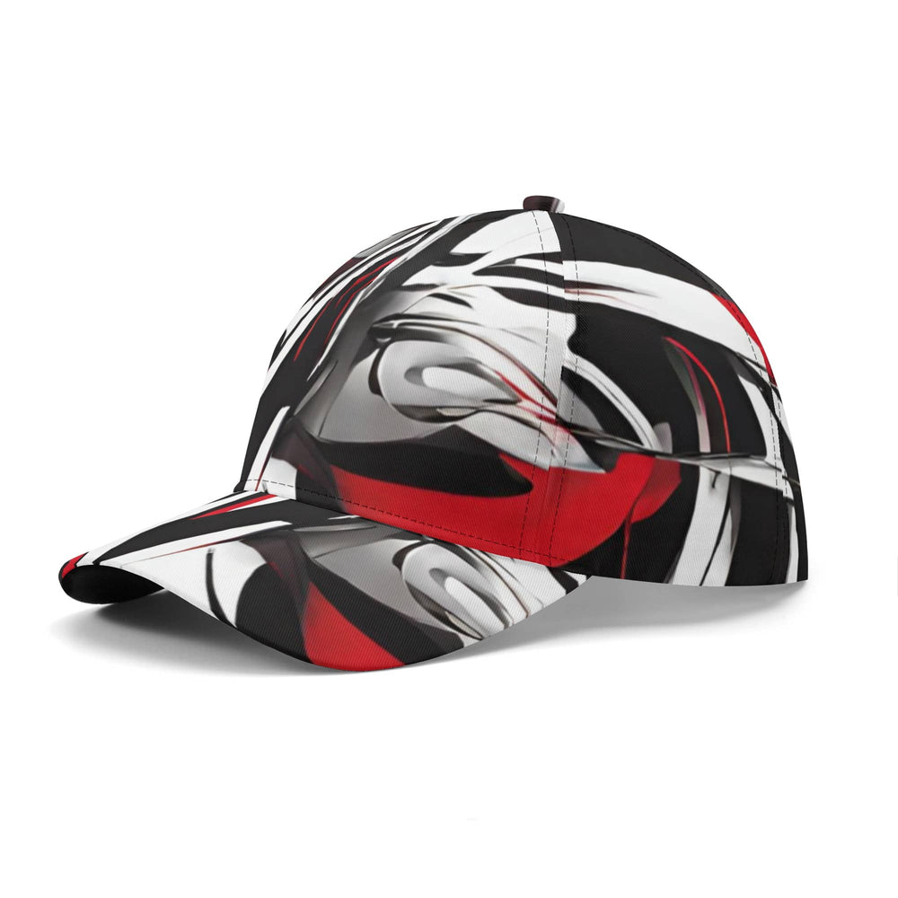 Abstract Graphic Black Red White Baseball Cap