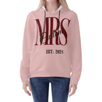 Personalized Mrs Est 2024 Hoodie - Pink on female model, front view | Our Phoenix Rise