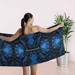 Personalized Blue Geometric Beach Towel - Full Design View | Our Phoenix Rise