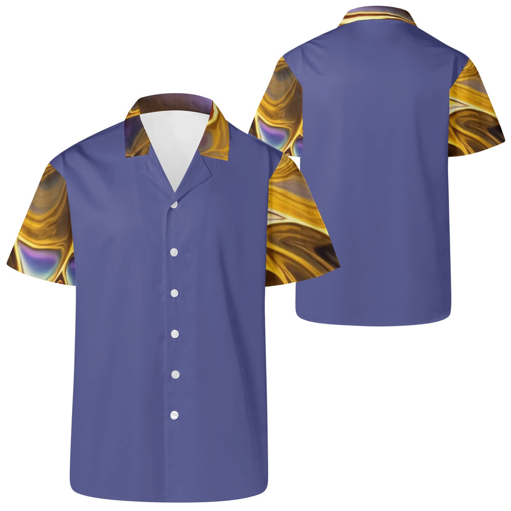 Mens Blue Abstract Swirl Hawaiian Shirt