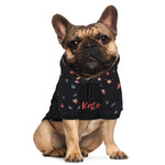 Personalized Dog Christmas Hoodie - Dog wearing black hoodie front angle | Our Phoenix Rise