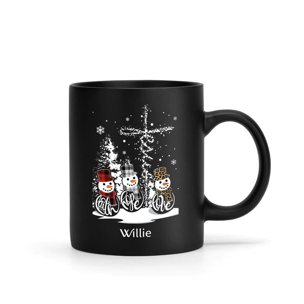 Personalized Christmas Snowman Coffee Mug Black 11oz