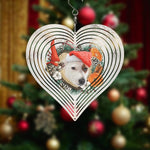 Personalized Pet Photo Heart Wind Spinner - Dog in Santa hat festive background | Our Phoenix Rise