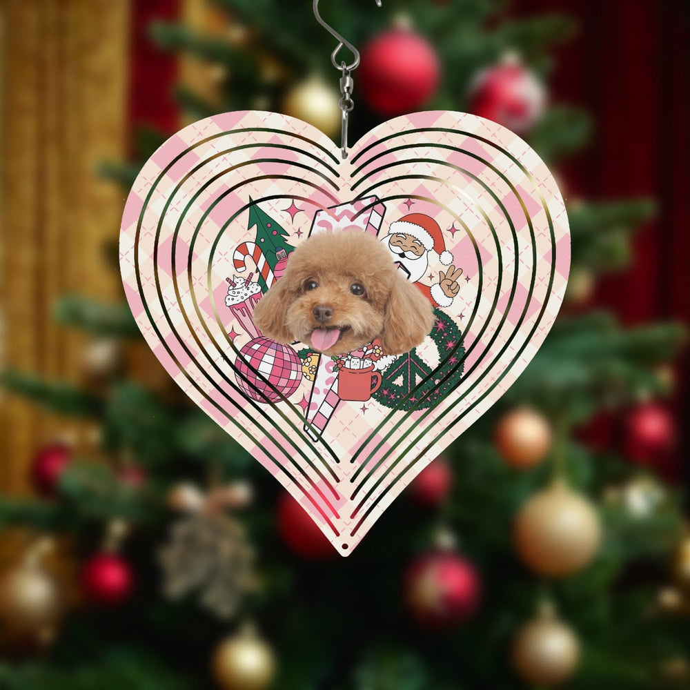Personalized Pet Photo Christmas Heart Wind Spinner