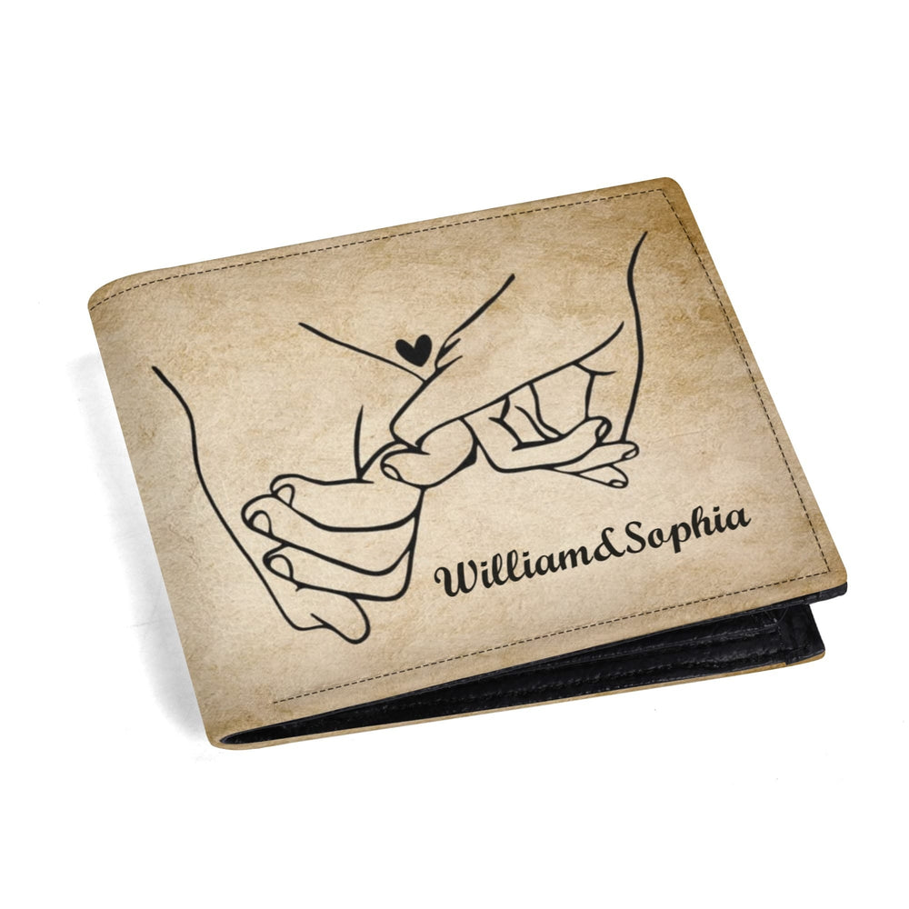 Personalized Wallet for Men - Couple Hands Design