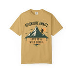 Mountain Hiking Graphic T-Shirt - Bay Blue Front View | Our Phoenix Rise