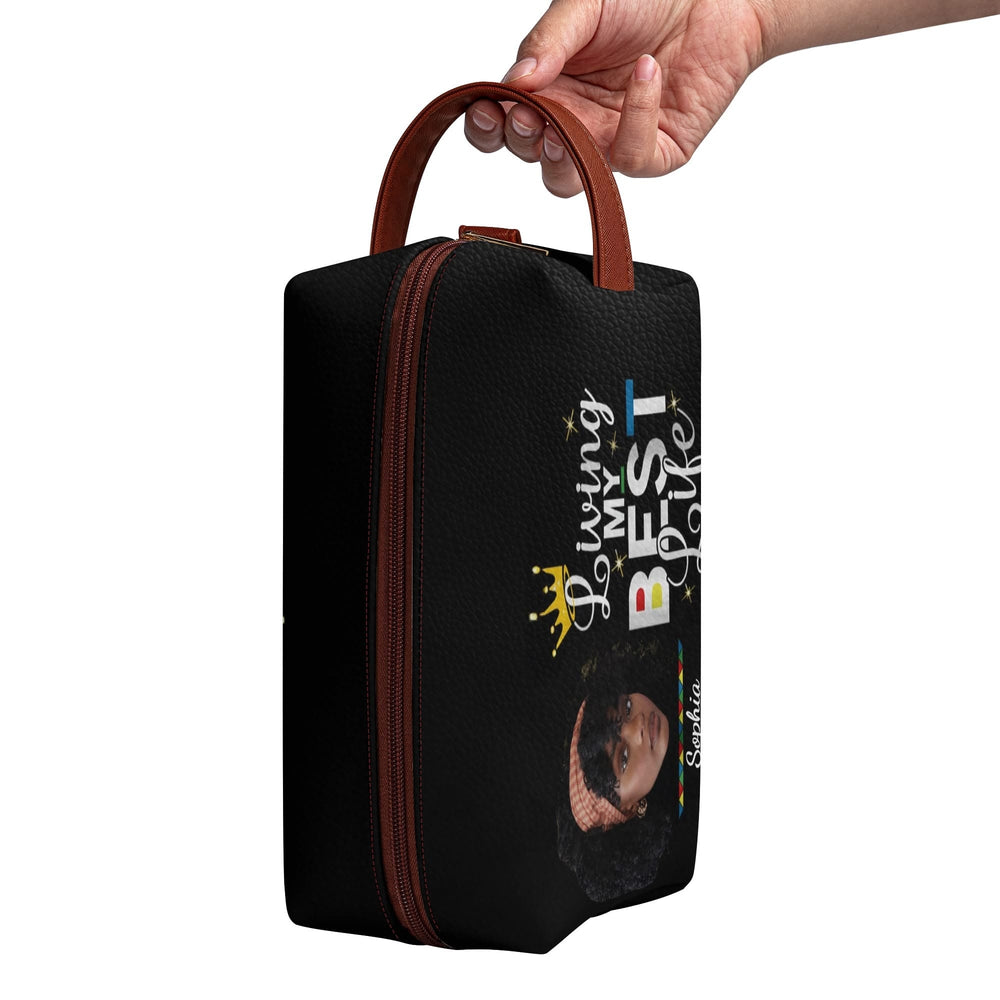 Personalized Makeup Bag Living My Best Life Black