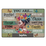 Personalized Inspirational African American Area Rug - detailed view of inspirational text | Our Phoenix Rise