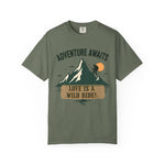 Mountain Hiking Graphic T-Shirt - Mustard Yellow Front View | Our Phoenix Rise